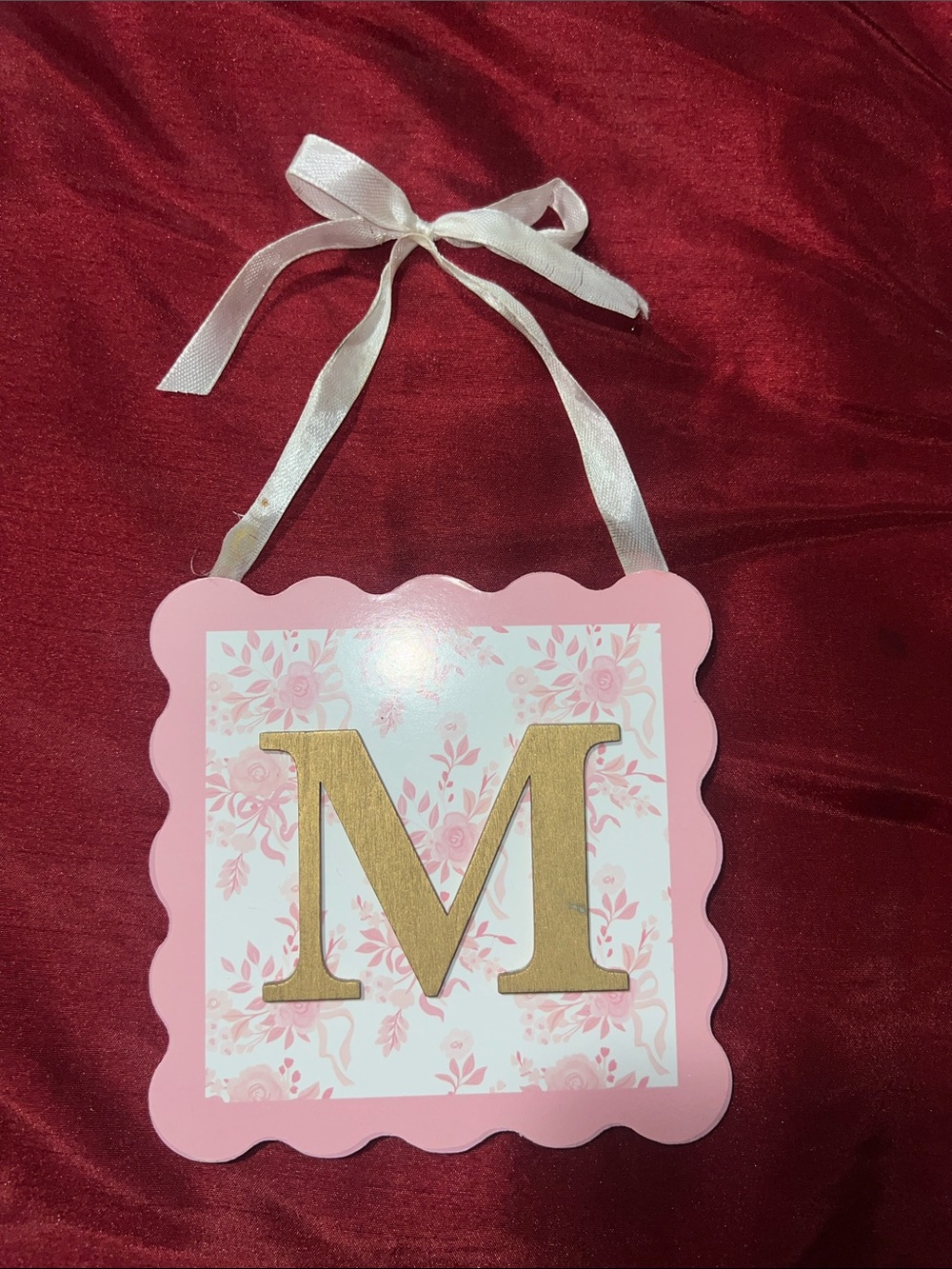 Pink Gold Letter 'M' Hanging Plaque - Home Party Supplies